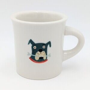 Fishs Eddy Jessie Hartland Dog Coffee Mug White Ceramic Diner Cafe Cup Laughlin